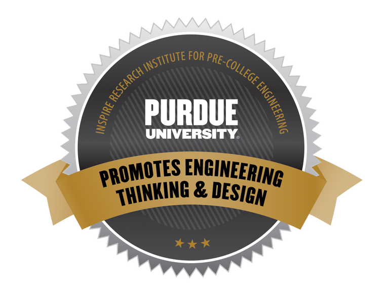 Logo of Purdue University awarding Qubits an award for thinking and design
